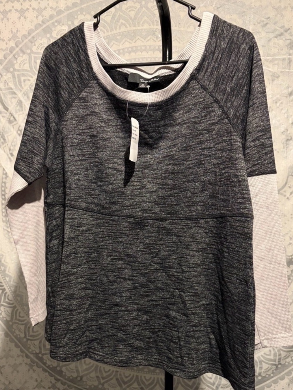 🌟 NWT Sonja Betro Grey Space Dye Pullover w/ Thumb Holes | Medium 🌟